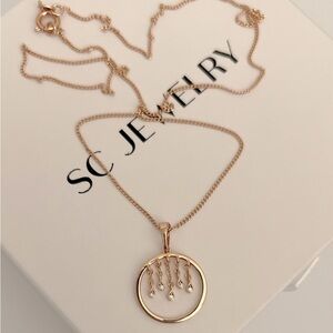 Circle Dangle Real Zircon Drop Necklace 18k Gold Plated Luxury Jewelry